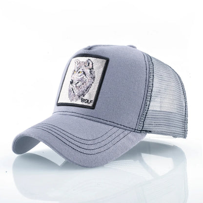 Модна бейзболна шапка с бродерия „Вълк“, Snapback, хип-хоп, Trucker, за мъже и жени, за външни дейности, дишаща шапка с козирка
