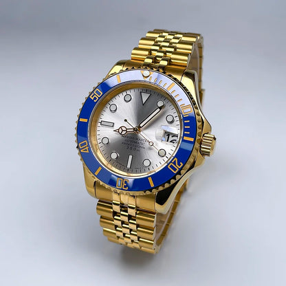 40mm Luxury Full Gold YM Automatic Watch, Ceramic Rotating Bezel, Super Luminous Display, Sapphire Glass for NH35mechanicalwatch