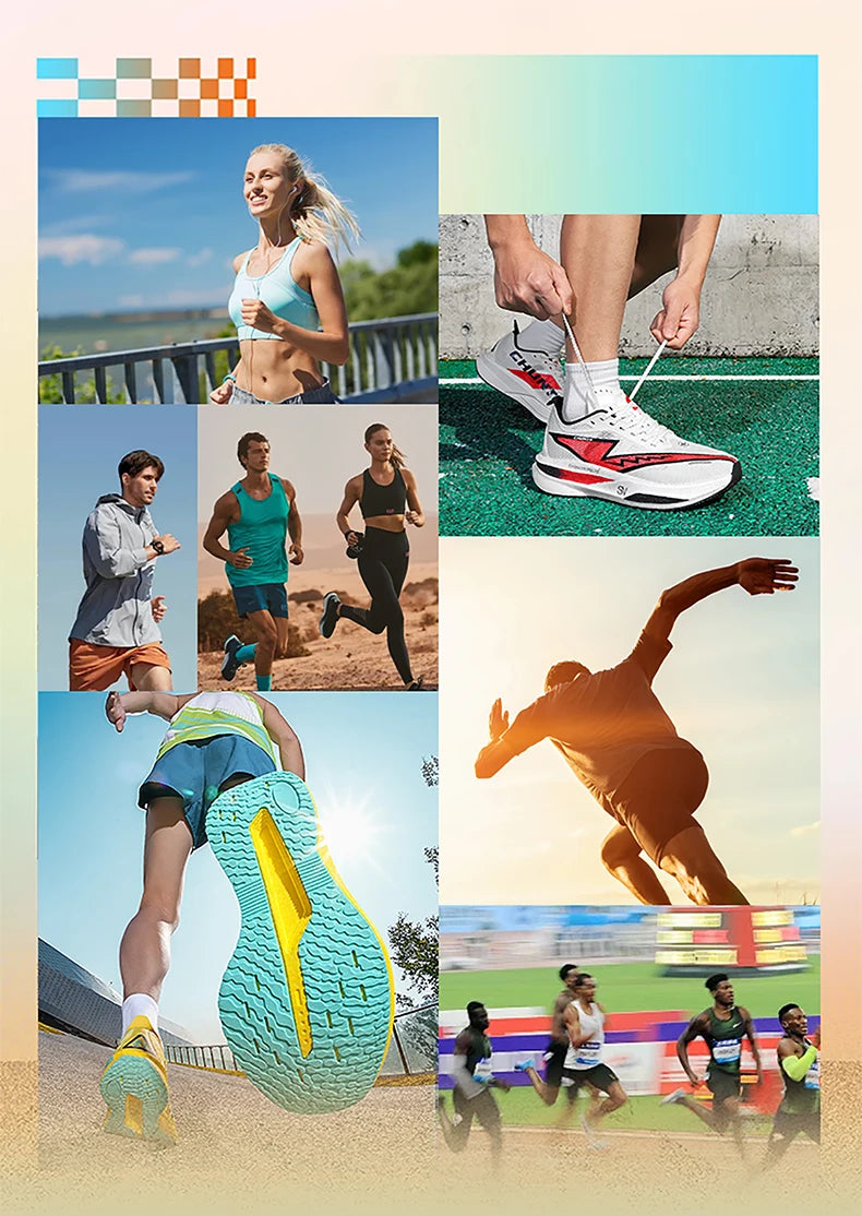 Men Running Shoes Carbon Board Speciality Marathon Sports Breathable Lightweight Women's Comfortable Nonskid Chunta Sneakers