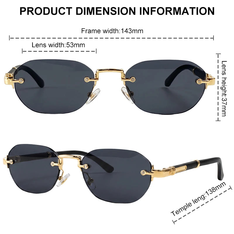Square Rimless Punk Sunglasses Men 2026 Luxury Designer Vintage Small Frameless Sun Glasses Male Eyewear Hip Hop Outdoor Shades