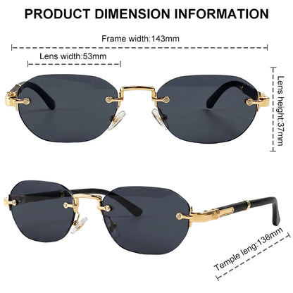 Square Rimless Punk Sunglasses Men 2026 Luxury Designer Vintage Small Frameless Sun Glasses Male Eyewear Hip Hop Outdoor Shades