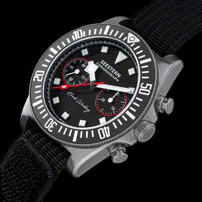Cronógrafo SEESTERN para homem com movimento mecânico Tianjin ST1901, vidro de safira, bracelete de nylon, autocolante, luminoso, esqueleto