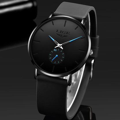 montre pour homme LIGE – Style sportif et tendance, marque de luxe, étanche, design épuré et ultra-fin, montre à quartz pour homme