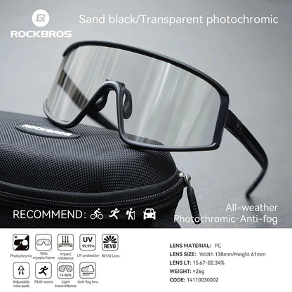 ROCKBROS Cycling Glasses Polarized Photochromic Anti-Fog Sunglasess Windproof Goggles Sport MTB Road Bike Shades