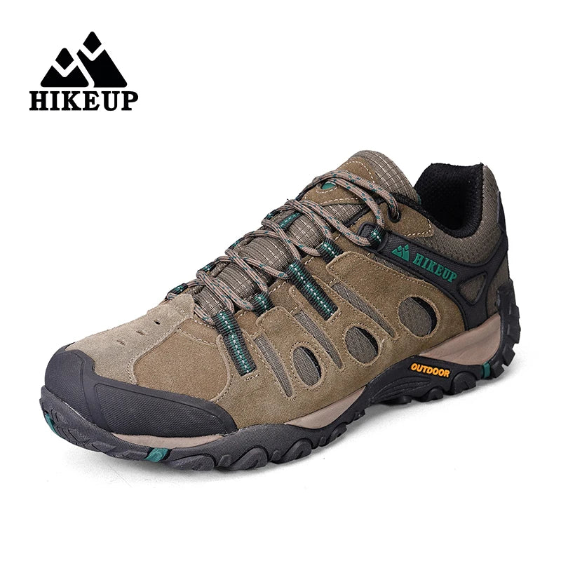 HIKEUP Hiking Shoes Mens Winter Climbing Trekking Sneakers for Men Leather Breathable Outdoor Anti-skid Sports Work Man Shoes
