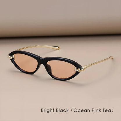 Trendy Luxury Brands Women's Cat Eye Tortoiseshell Sunglasses UV400 Oval Glasses For Woman Fashion Designer Classical Glasses