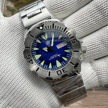 STEELDIVE SD1984 New Arrival 42.2MM M onster 200M Waterproof NH36 Day Function Sapphire Glass Automatic Movement Steel Bracelet