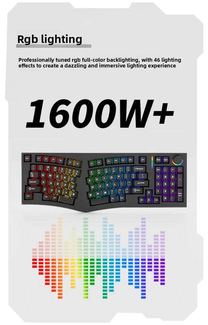 FEKER Alice98pro Mechanical Keyboard Alien Ergonomic 3 ° Slope Hot Swappable RGB with Hand Support Custom Gaming Office Keyboard