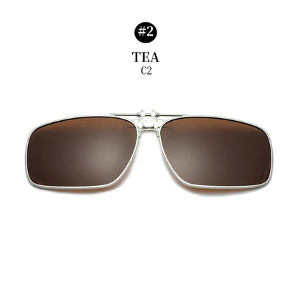 REXXAR Mens Metal Clip on Sunglasses Polarized Eyeglasses UV400 Women Square Night Vision Driving Sun Glasses