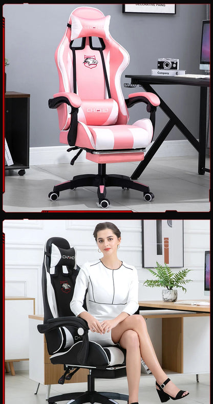 Ergonomic PU Leather Gaming Chair with Adjustable Height, Reclining Computer Chair, Swivel Office Chair for Home Office, Gaming & Study