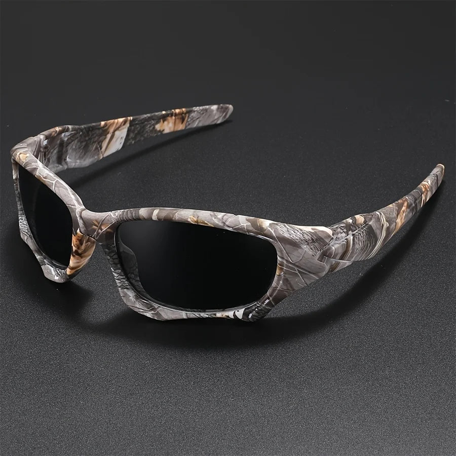 Tactical Windproof Fishing Sunglasses Men Women Classic Camouflage Shades with UV Protection for Outdoor Driving Cycling Hiking