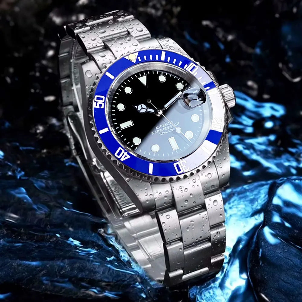 Reloj automático para hombre Miyota8215 resistente al agua 200m, reloj de buceo 40mm, movimiento mecánico, luminoso, correa Jubilee y hebilla Glide Lock