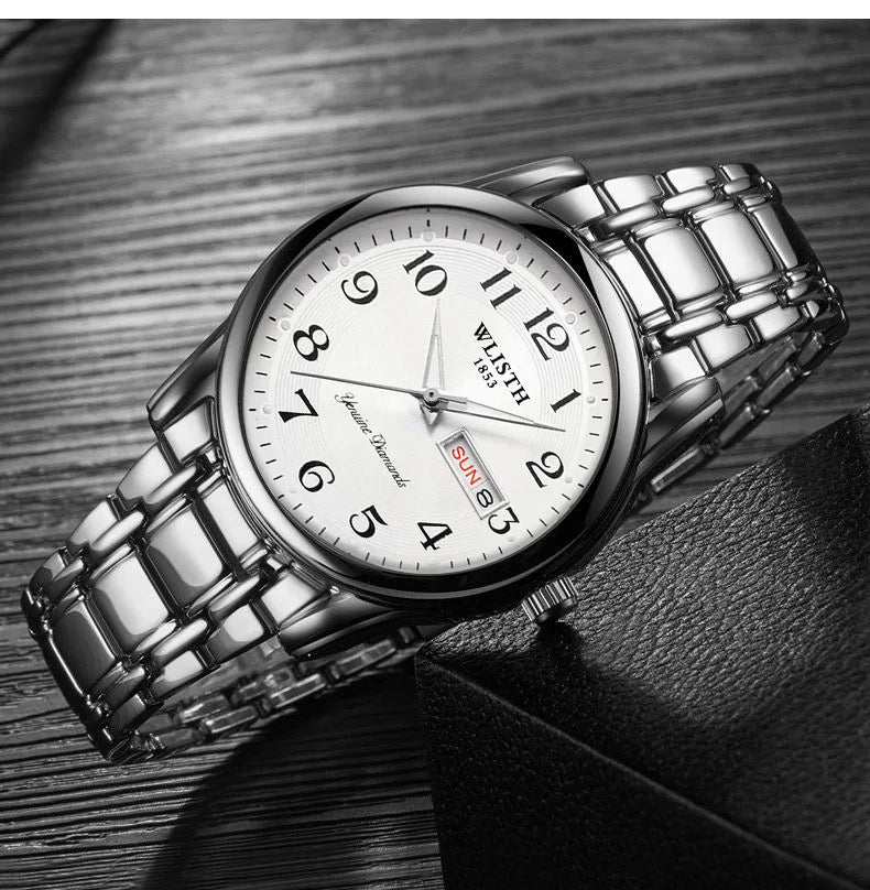 Montre de luxe pour femme, montre à quartz, montre-bracelet numérique, étanche, avec calendrier et affichage lumineux; style mode et professionnel, convient aussi aux hommes.