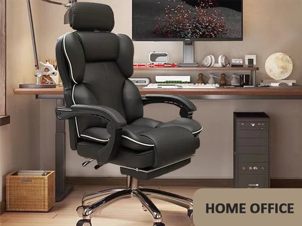 Ergonomic Office Chair High Back with Adjustable Lumbar Support, Reclining Desk Chair with Retractable Footrest, Comfortable Home Office Chair