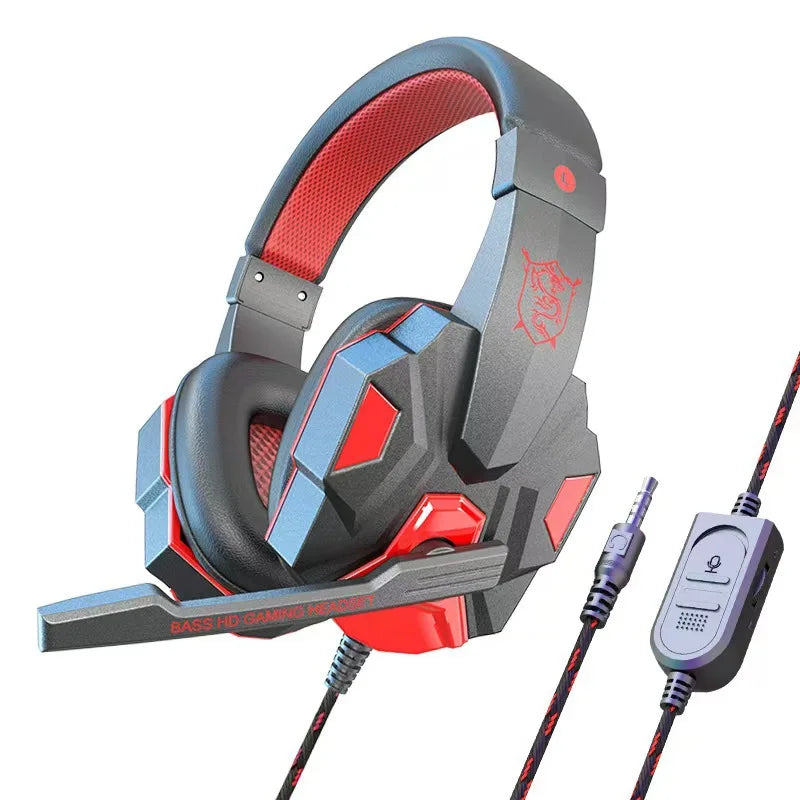 HOMEFISH SY830MV RGB Gaming Headset with Microphone – Wired Over-Ear Gaming Headphones for PC, PS5, Xbox & Nintendo Switch, Lightweight Esports Headset with 3D Surround Sound