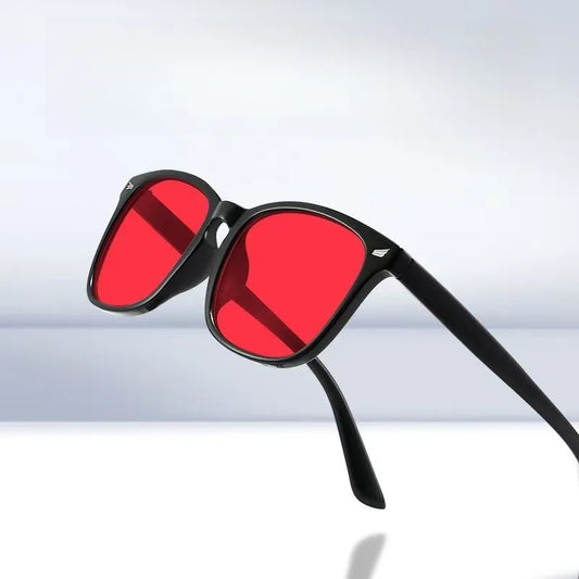 Men's Unique Style Square Glasses with Red Lenses and Anti Blue Light Function Very Suitable