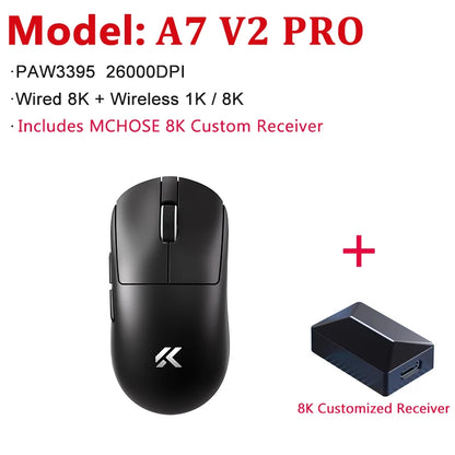 MCHOSE A7 V2 Ultra / Pro Leichte kabellose Gaming-Maus Dual 8000Hz PAW3950 TI 42000DPI für PC-E-Sport-Gamer