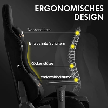 HAPIHAPPY Fashion Gaming Chair Genuine Leather Computer Office Chair with Footrest, Pocket Spring Cushion, Linkage Armrests, Ergonomic Game Chair