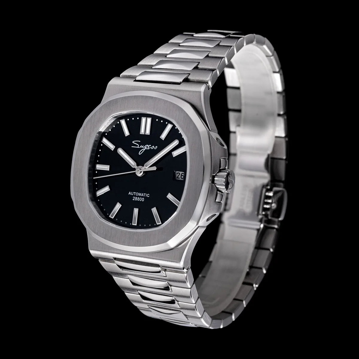 Reloj de hombre Sugess automático mecánico, movimiento Miyota 9015, esfera MOP, luminoso, resistente al agua 5bar, brazalete de lujo S466