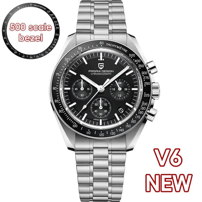 New PAGANI DESIGN Moon Men Watch Retro Luxury Quartz Watches For Men Stainless steel Sport waterproof Chronograph Man+With BOX