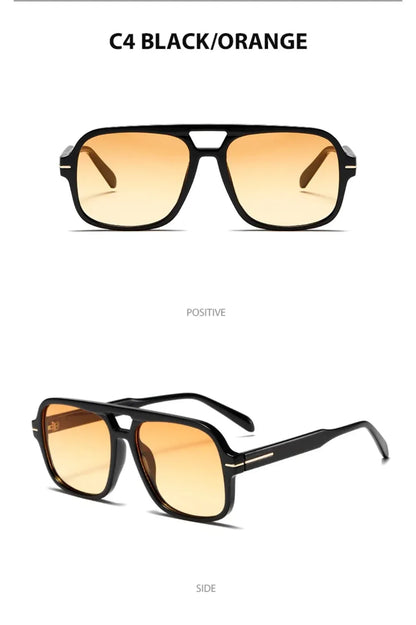 3507 Double Bridge Square Fashion Sunglasses - UV400 Vintage Pilot Style Shades, Retro Classic Sun Glasses for Men Women 411240