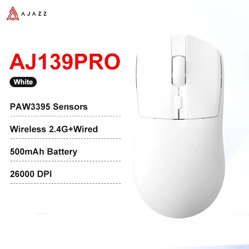 Bezdrátová herní myš AJAZZ AJ139 V2 MC/AJ139 PRO se senzorem PAW3311/PAW3395, 12000DPI/26000DPI, 500mAh, Bluetooth myš pro PC