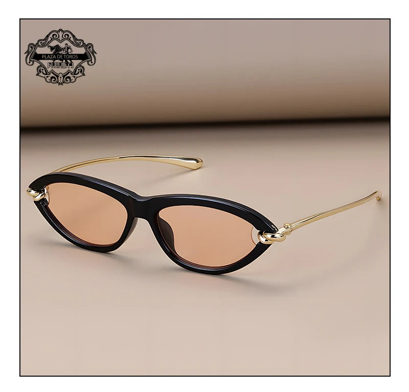 Trendy Luxury Brands Women's Cat Eye Tortoiseshell Sunglasses UV400 Oval Glasses For Woman Fashion Designer Classical Glasses