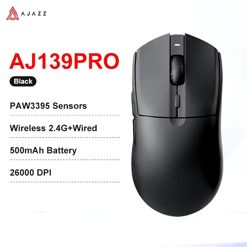 Bezdrátová herní myš AJAZZ AJ139 V2 MC/AJ139 PRO se senzorem PAW3311/PAW3395, 12000DPI/26000DPI, 500mAh, Bluetooth myš pro PC