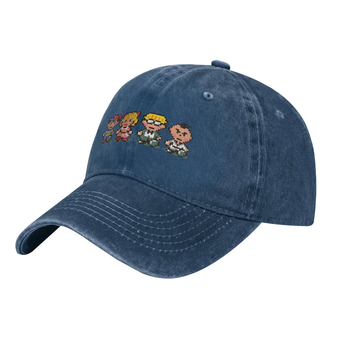 Cappellino da baseball con sprite dei membri del gruppo Earthbound - Cappellino nero con visiera, poliestere leggero, stile sportivo, cappellino da donna e da uomo, Par