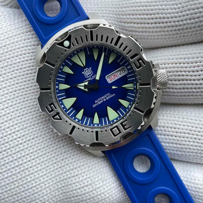 STEELDIVE SD1984 New Arrival 42.2MM M onster 200M Waterproof NH36 Day Function Sapphire Glass Automatic Movement Steel Bracelet