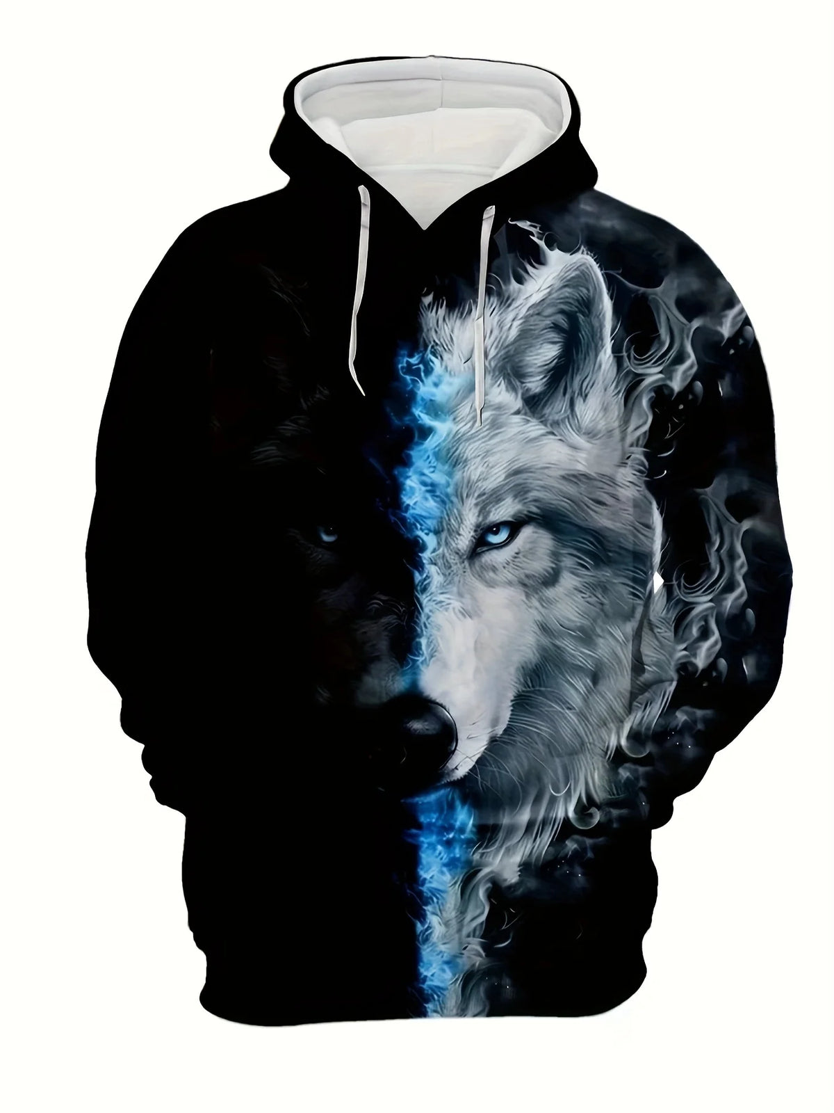 Graphisme « Loup » - Mode masculine - Imprimé 3D - Sweat à capuche outdoor - Streetwear - Sweats à capuche - Poche avant - Sweat à capuche de créateur