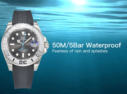 DWAYNE CAMPBELL NH35 Men's Mechanical Watch Waterproof Rubber Band Luminous Sapphire Glass Sport Watch