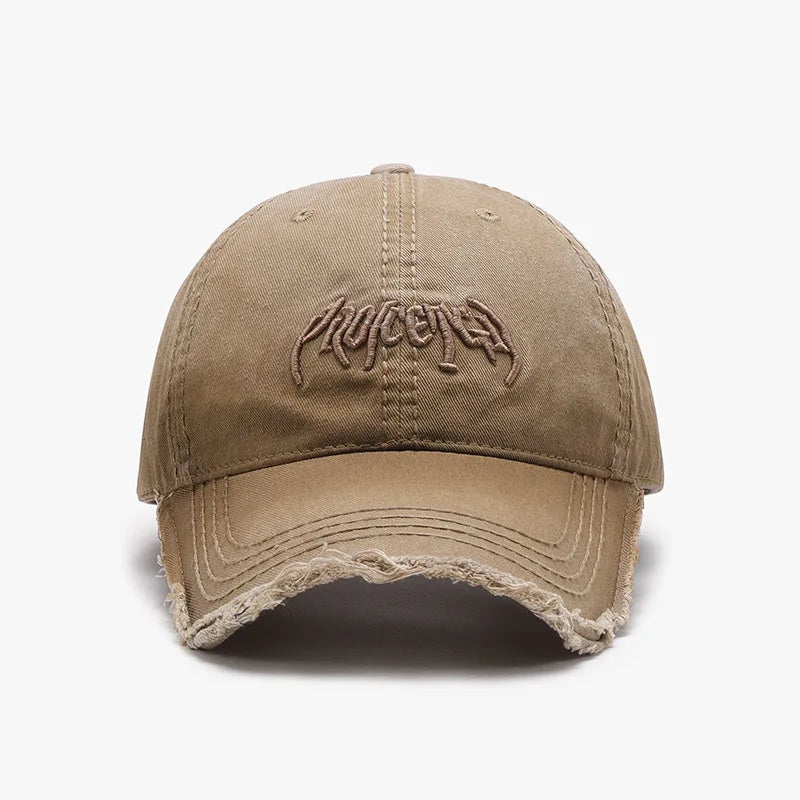 Cappellino da baseball da uomo con ricamo tridimensionale a lettere, parte superiore morbida e bordi grezzi. Modello versatile in stile europeo e americano, regolabile.