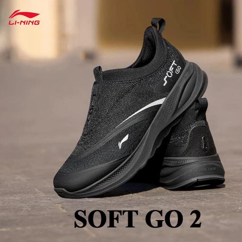 LI-NING SOFT GO 2 Sapatilhas de Caminhada para Homem Slip-on, Macias, com Calcanhar Espesso, Confortáveis, Resistentes, Desportivas e Casuais AGLV005