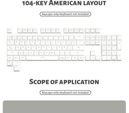 104 Tasten Koreanische, französische, russische, spanische und deutsche hintergrundbeleuchtete Tastenkappen für mechanische Tastaturen mit MX-Switches, OEM-Profil, ABS-Keycaps, DIY