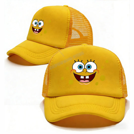 Spongebobs Baseball Cap Kids Adult Cartoon Emoto Mesh Cap Kawaii Peaked Hat Yellow Anime Summer Cap Girls Boys Accessories Gift