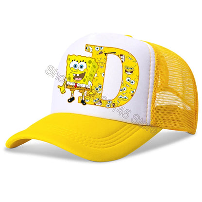 New Spongebob Children Baseball Caps Kawaii Cartoon Letter Printed Hat Kids Casual Sun Hat Adjustable Peaked Cap Birthday Gifts
