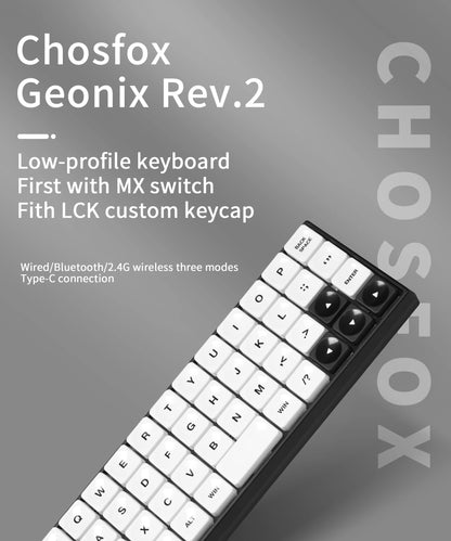 Chosfox GEONIX48 Rev.2 Low Profile Keyboard Single/Three Mode Portable Mechanical Keyboard Kit For LOW MX Switch Support QMK/VIA