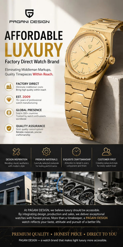 PAGANI DESIGN 2026 New 7mm Fashion Men's V2 Quartz Watch 10Bar Waterproof Stainless Steel Sapphire C3 reloj hombre Watches male