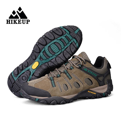 HIKEUP Hiking Shoes Mens Winter Climbing Trekking Sneakers for Men Leather Breathable Outdoor Anti-skid Sports Work Man Shoes