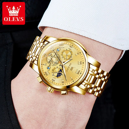 OLEVS 2859 Herrenuhr – Klassisches und luxuriöses Modell mit römischen Ziffern, Multifunktionsanzeige, wasserdicht, leuchtendes Zifferblatt, hochwertiges Quarzwerk.