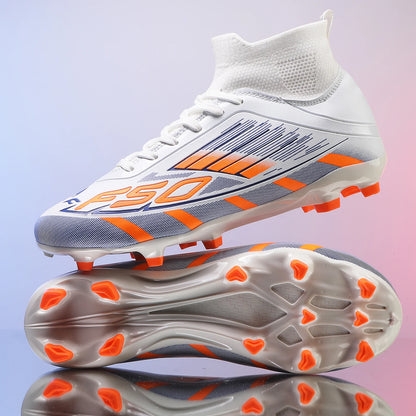 Nouvelles chaussures de football professionnelles pour hommes TF/FG, chaussures de football pour garçons, chaussures de sport unisexes à cheville haute, antidérapantes, confortables