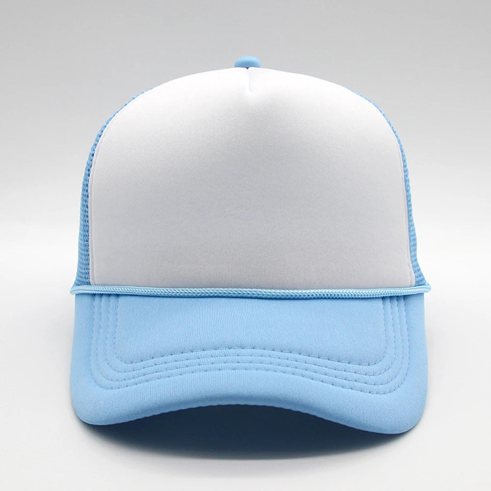 5 panel Trucker Caps Men Women Plain Blank Foam Mesh Baseball Cap With Rope Summer Breathable Outdoor Sport Sun Visor Hats