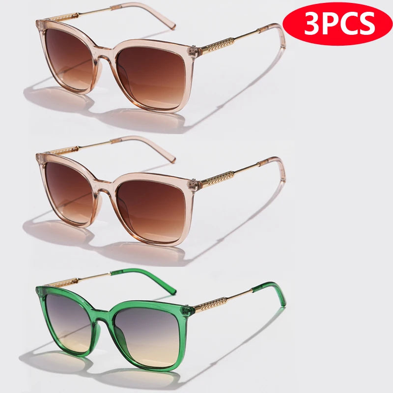 6pcs/3pcs Classic Square Sunglasses Women Men Vintage Brand Eyeglasses Alloy Frame Retro Fashion Style Shades Oculos de sol