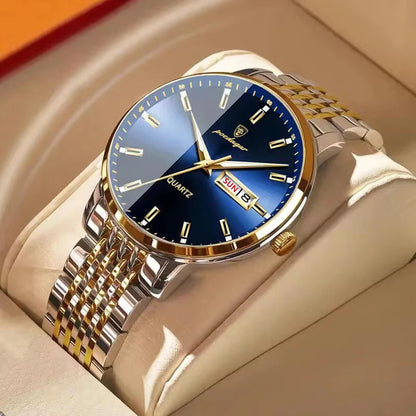 Reloj de hombre POEDAGAR Business de cuarzo, acero inoxidable, resistente al agua, fecha luminosa, reloj de pulsera de lujo informal para hombre