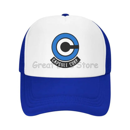 „Capsule Corp“ tinklinės beisbolo kepurės, unisex, hip-hop stiliaus „trucker“ kepurės, anime DBZ stiliaus „dad hat“ kepurės, reguliuojamos lenktyninės kepurės, vasarinės „trucker“ kepurės su užsegimu