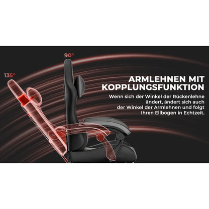 Ergonomic Gaming Chair with Lumbar Support, Adjustable Headrest, Footrest, Height Adjustable Office Gaming Chair for Adults