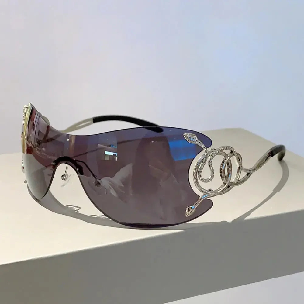 KLASSNUM Y2K Vintage Women's Luxury Sunglasses Gradient SunGlasses Men Rimless Pilot Goggles Uv400 Unisex Glasse for Spicy Girl