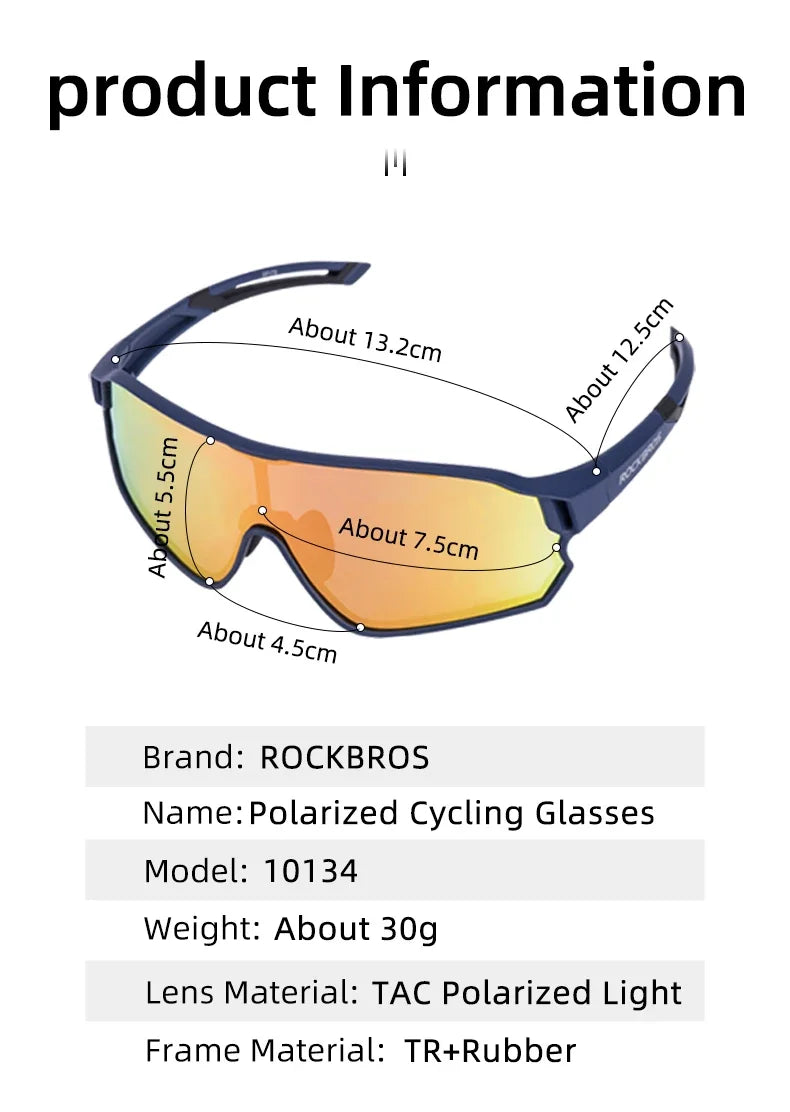 ROCKBROS Polarized Sunglasses, Sports Protection Glasses, Bicycle Eyewear, Outdoor Hiking, Camping, Golf, Cycling Goggles, UV400
