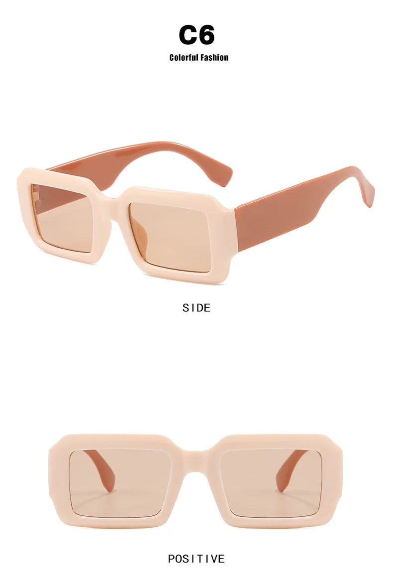 BOYSEEN Thick Frame Rectangle Sunglasses For Man Can Make Prescription Lens 2026 Street Style Orange Sunglasses